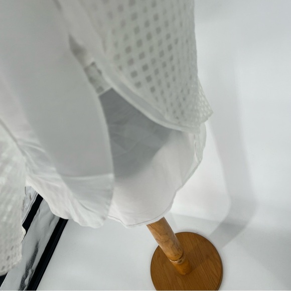 Amanda Uprichard Annalise Dress in White ANNALISE MINI DRESS IN GINGHAM ORGANZA - Picture 9 of 16